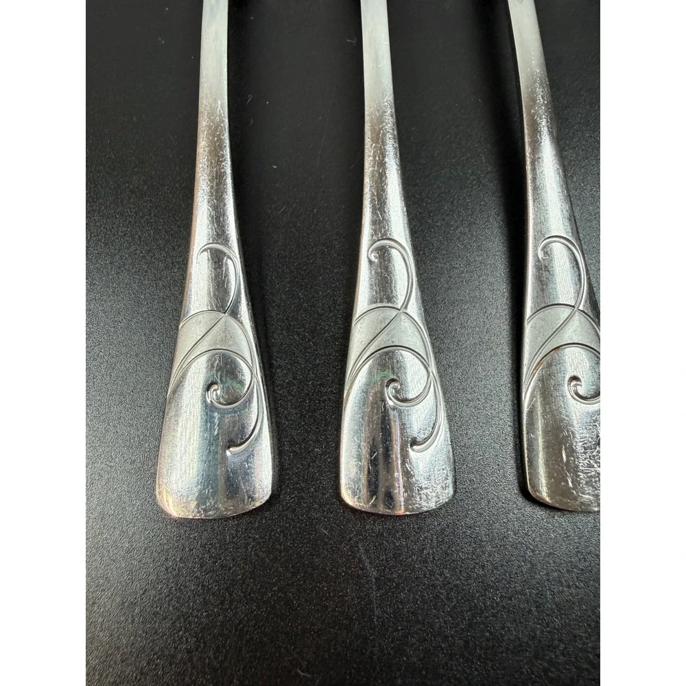 Oneida Serif Pattern Dinner Forks Stainless Steel Swirl Scroll Set of 4